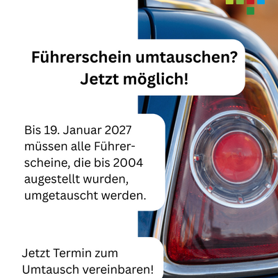 Hinweis zum Führerscheintausch.