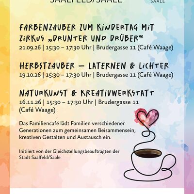 Plakat mit Terminen zum Familiencafé